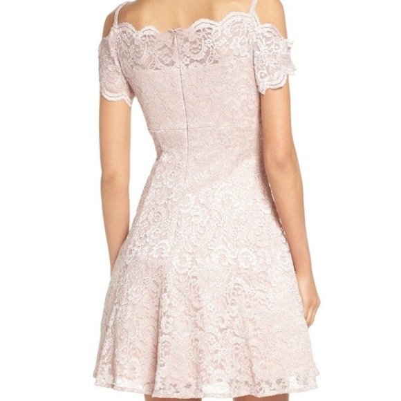 NWT Morgan & Co. Cold Shoulder Glitter Lace Fit & Flare Dress [‎ SZ 3 / 4 ] - Picture 7 of 7